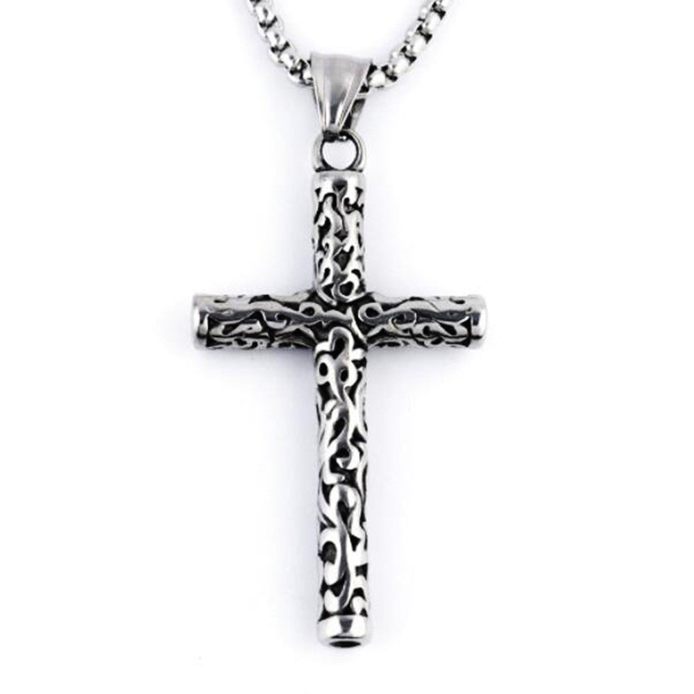 Men's   Crucifix Pendant Necklace with Stainless Steel Chain, 24"