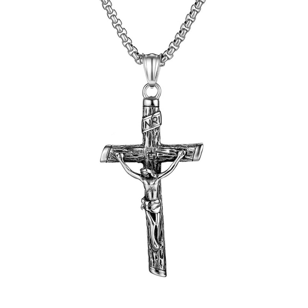 Crucifix Cross Pendant with 24 Inches Chain Stainless Steel