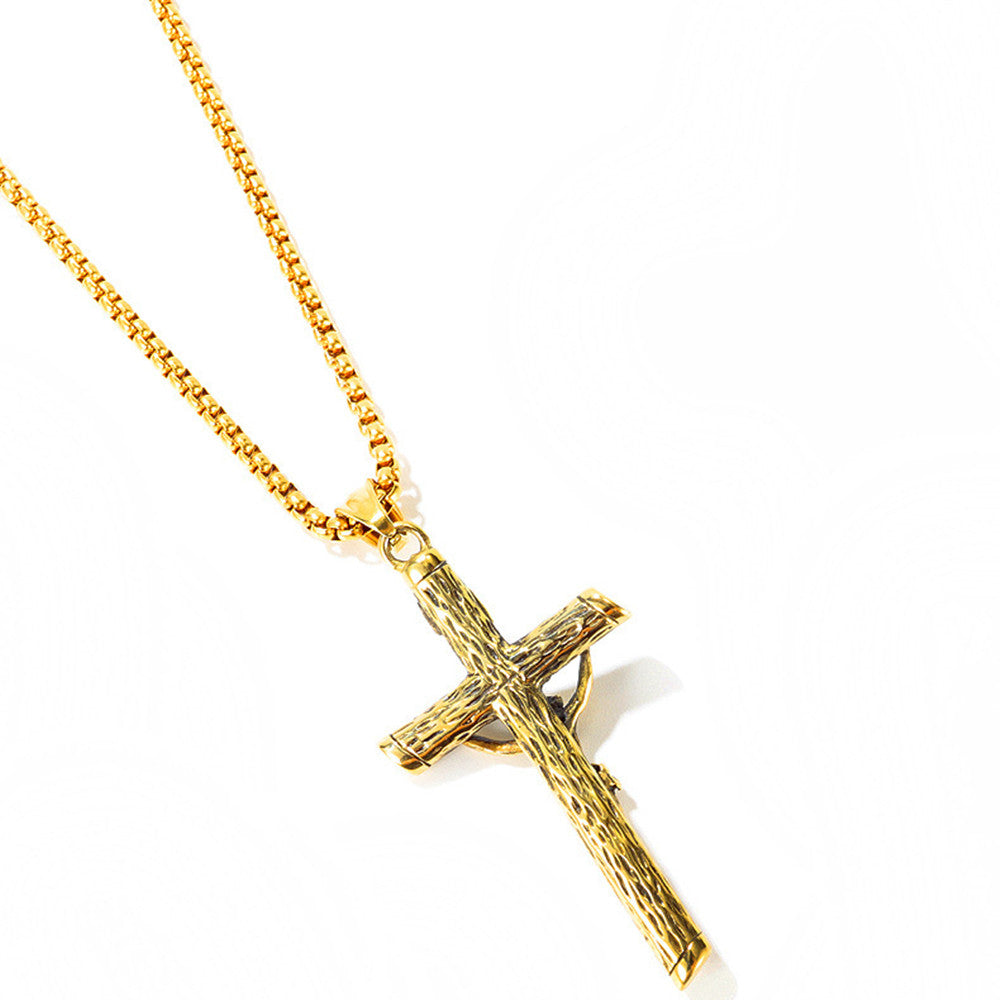 Crucifix Cross Pendant with 24 Inches Chain Stainless Steel