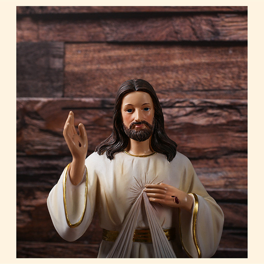 Sacred Heart of Jesus Figure,  12Inch Tall ，Made of Stone Resin and Hand Painted