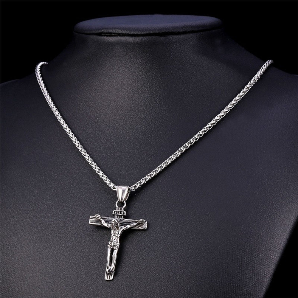 Catholic Jesus Christ on INRI Cross Crucifix Pendant Necklace for Women Men(with Gift Box)