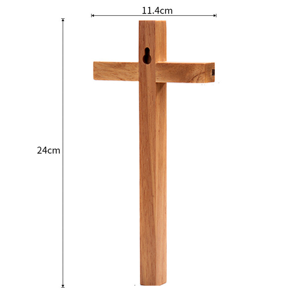 Hand Made Free Standing / Wall Hanging Olive Wood Plain Cross (9 to 10 inches High)