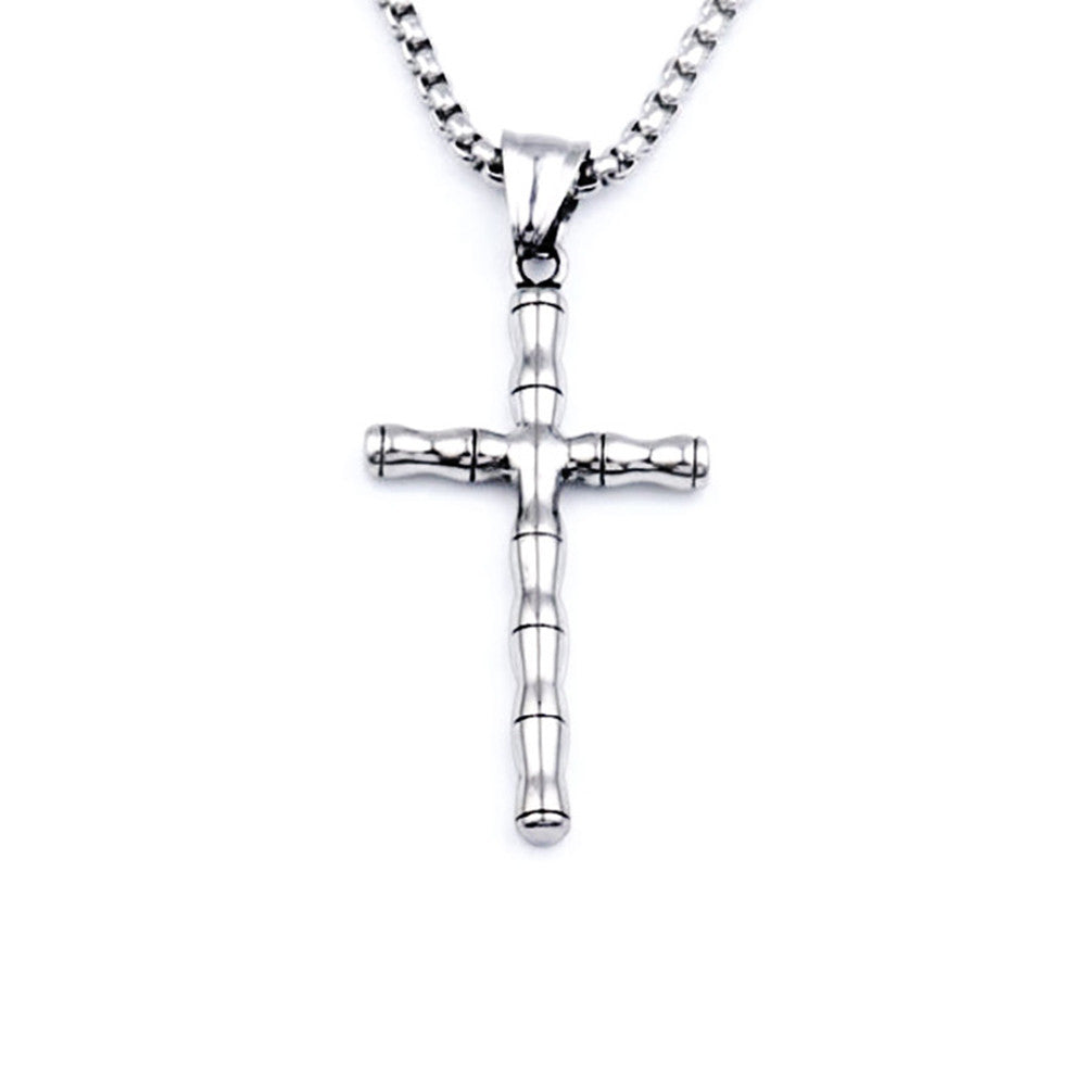 Men's  Crucifix Pendant Necklace with Stainless Steel Chain, 24"