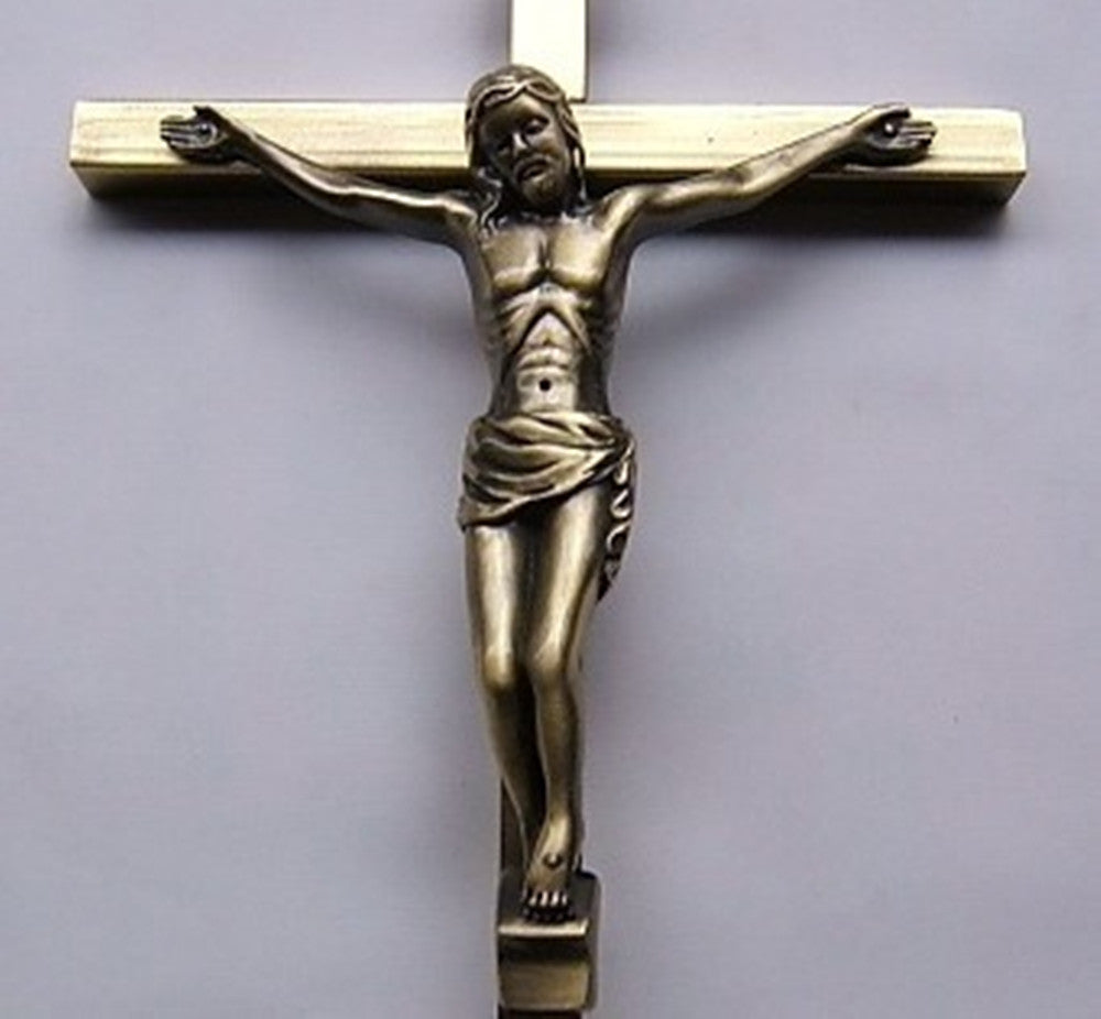 Antique Gold Finish Jesus Christ 8 inch Decorative Wall Cross Crucifix