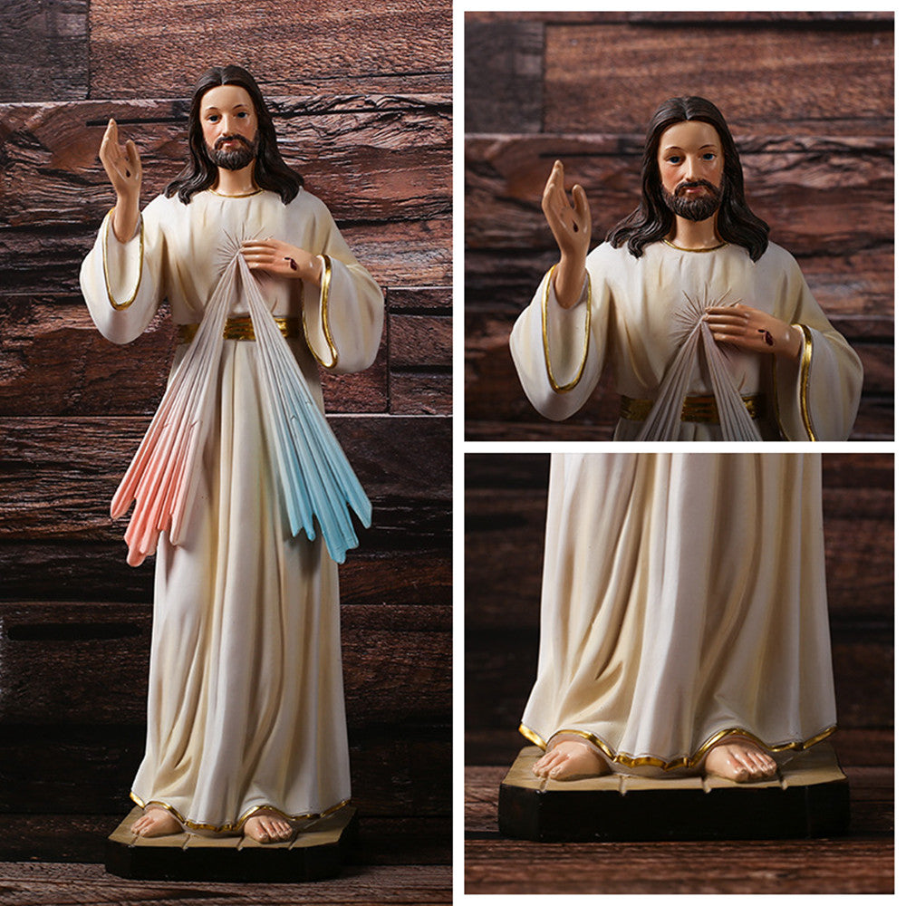 Sacred Heart of Jesus Figure,  12Inch Tall ，Made of Stone Resin and Hand Painted