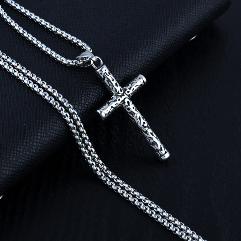 Men's   Crucifix Pendant Necklace with Stainless Steel Chain, 24"