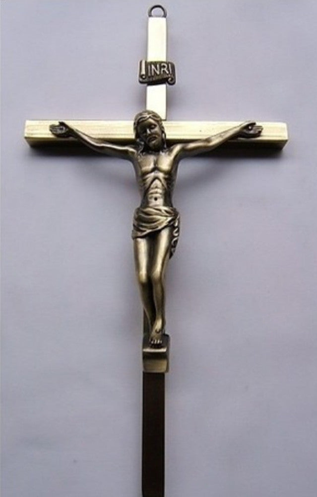 Antique Gold Finish Jesus Christ 8 inch Decorative Wall Cross Crucifix