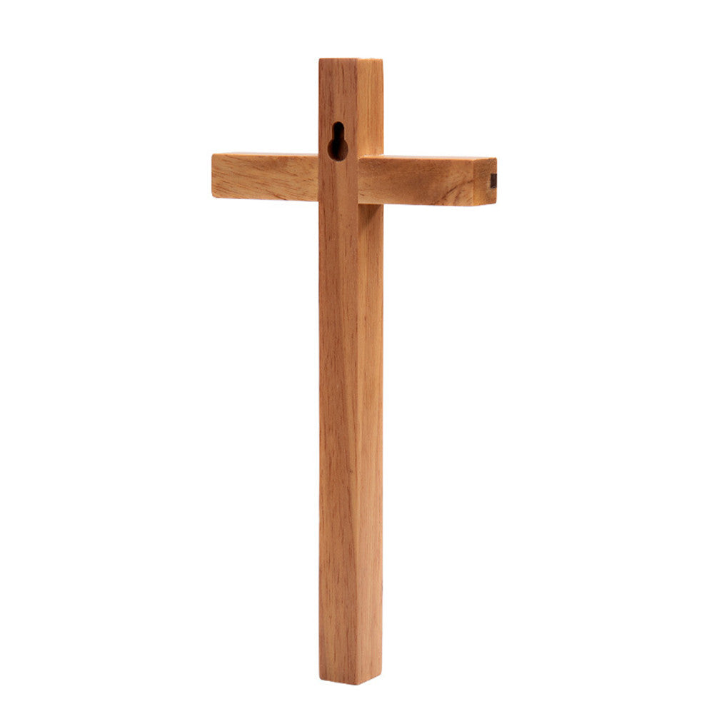 Hand Made Free Standing / Wall Hanging Olive Wood Plain Cross (9 to 10 inches High)