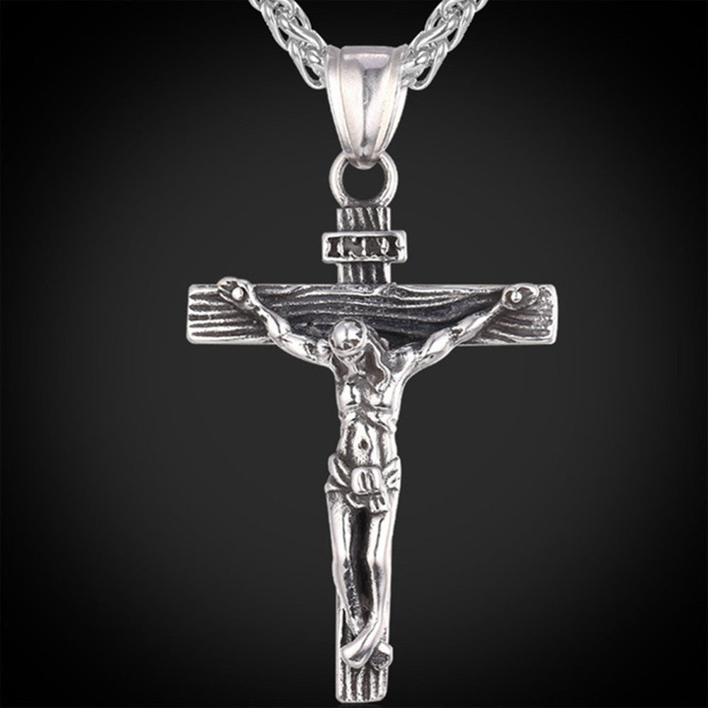 Catholic Jesus Christ on INRI Cross Crucifix Pendant Necklace for Women Men(with Gift Box)