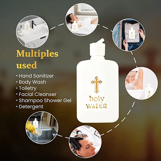 3/6/9 Pieces Empty Holy Water Bottles Set, 100ml Catholic Christian Holy Water Bottle Gold Cross Holds Container