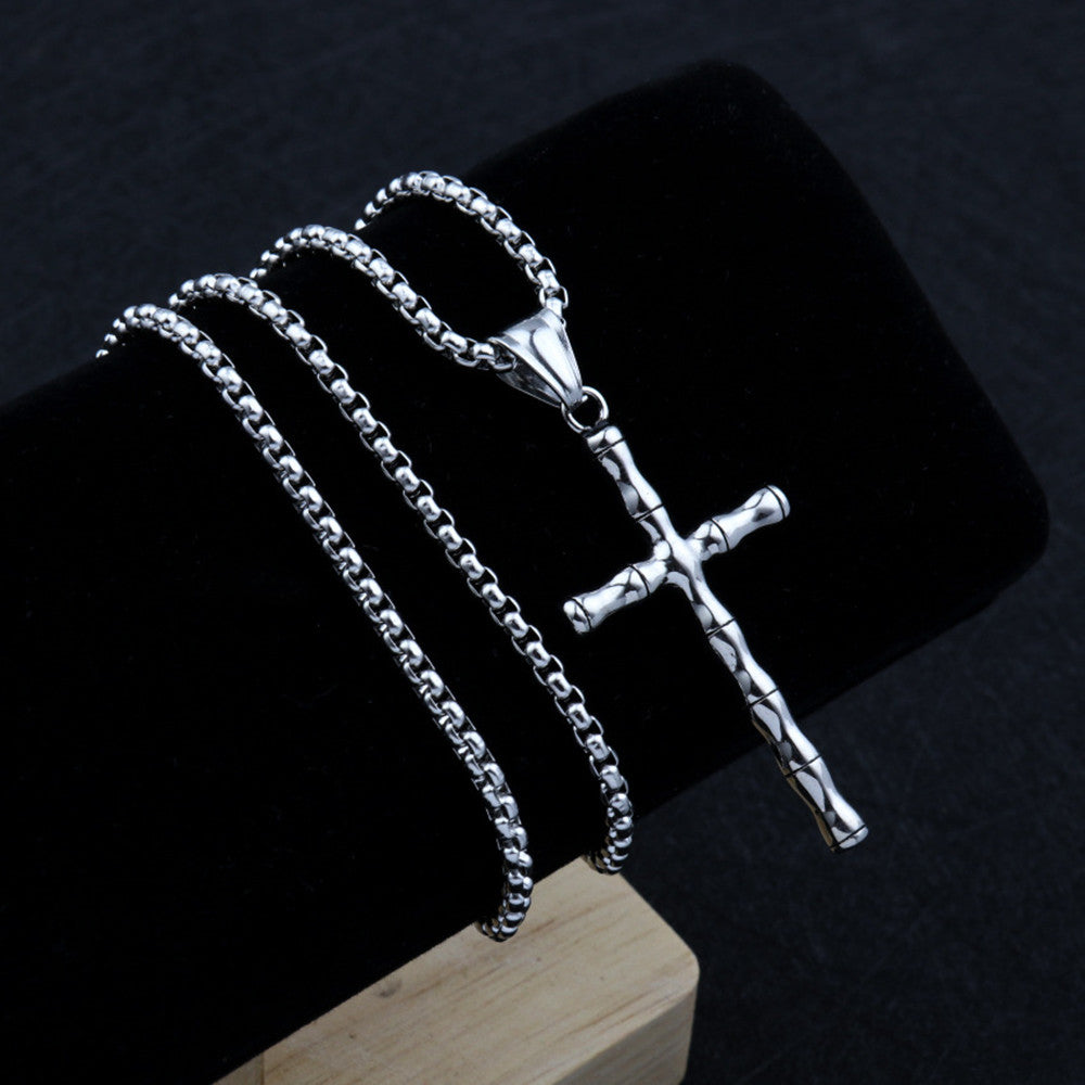 Men's  Crucifix Pendant Necklace with Stainless Steel Chain, 24"