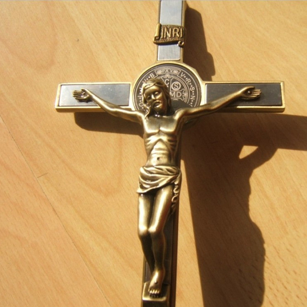 Antique Gold Finish Jesus Christ 6.8 inch Decorative Wall Cross Crucifix