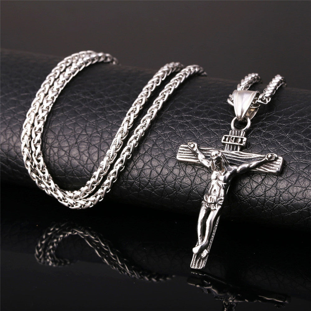 Catholic Jesus Christ on INRI Cross Crucifix Pendant Necklace for Women Men(with Gift Box)