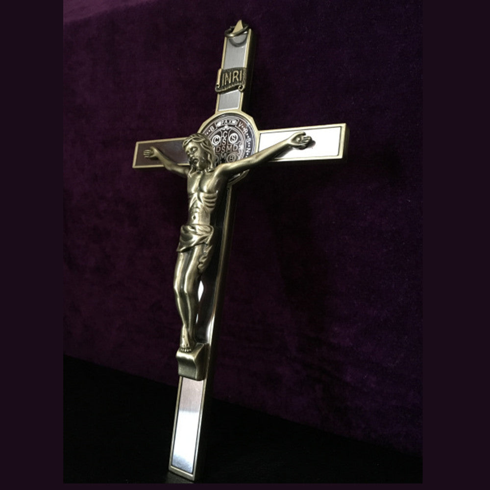 Antique Gold Finish Jesus Christ 6.8 inch Decorative Wall Cross Crucifix