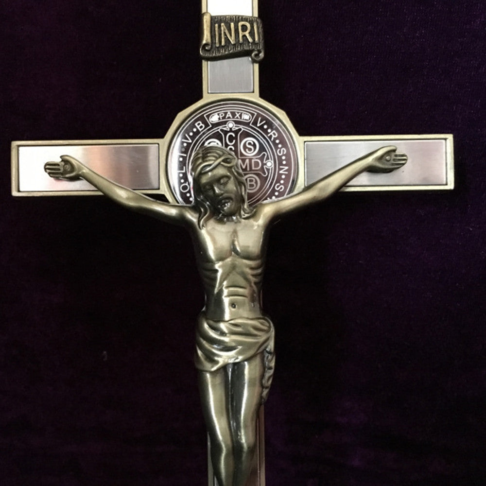 Antique Gold Finish Jesus Christ 6.8 inch Decorative Wall Cross Crucifix