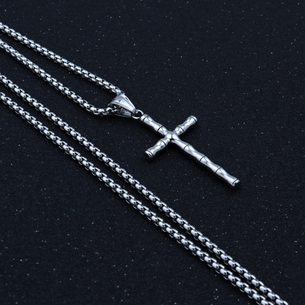 Men's  Crucifix Pendant Necklace with Stainless Steel Chain, 24"