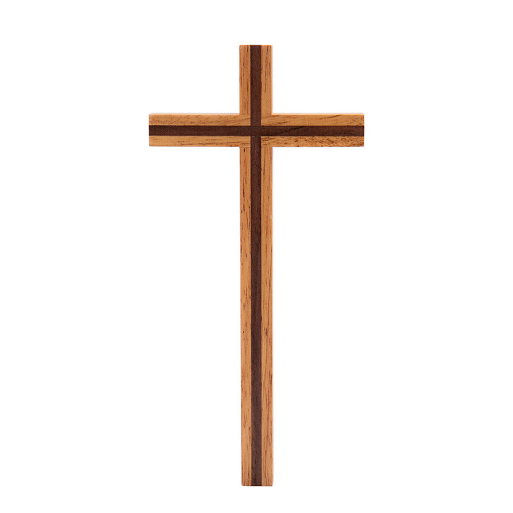 Hand Made Free Standing / Wall Hanging Olive Wood Plain Cross (9 to 10 inches High)