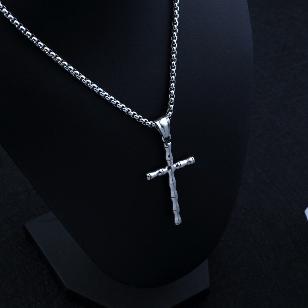 Men's  Crucifix Pendant Necklace with Stainless Steel Chain, 24"