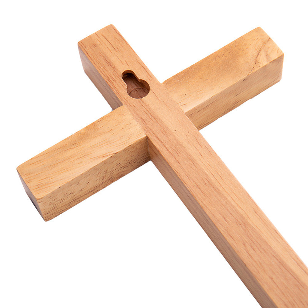 Hand Made Free Standing / Wall Hanging Olive Wood Plain Cross (9 to 10 inches High)