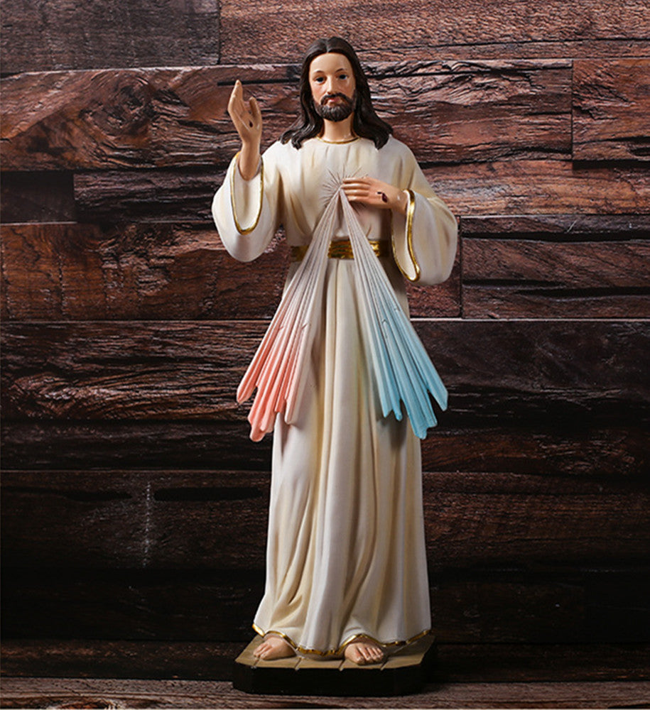 Sacred Heart of Jesus Figure,  12Inch Tall ，Made of Stone Resin and Hand Painted