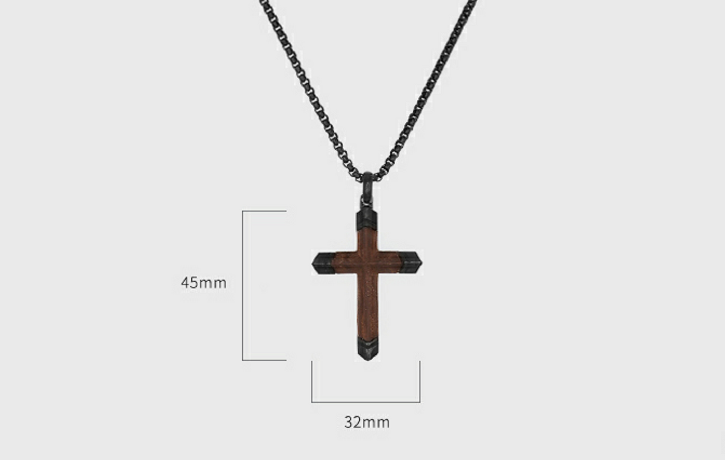 Black Stainless Steel Cross Pendant,    Necklace 24"