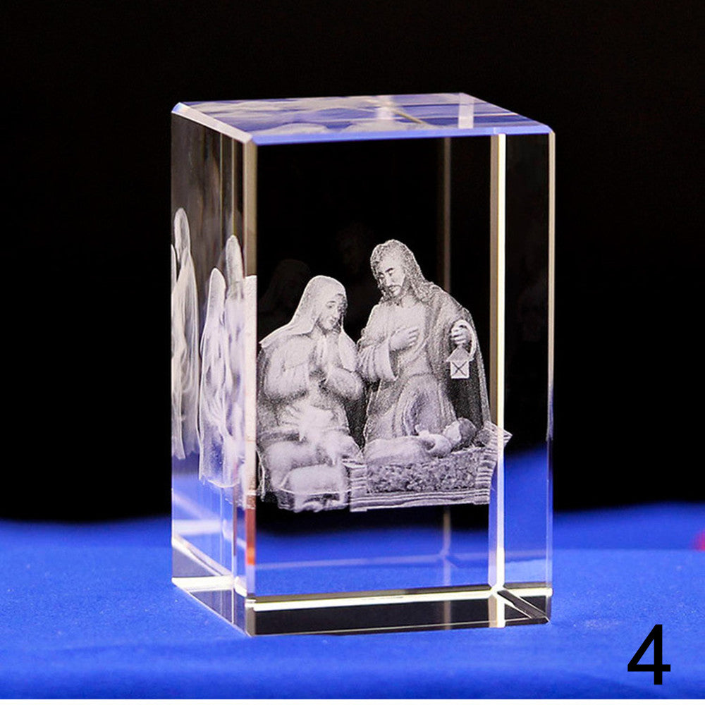 3D Crystal  Jesus Statues Laser Engraved Blessed Mother and Child Jesus Figurine Religous Gifts