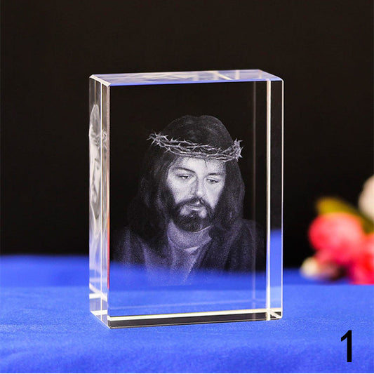 3D Crystal  Jesus Statues Laser Engraved Blessed Mother and Child Jesus Figurine Religous Gifts