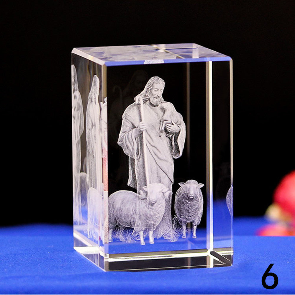 3D Crystal  Jesus Statues Laser Engraved Blessed Mother and Child Jesus Figurine Religous Gifts