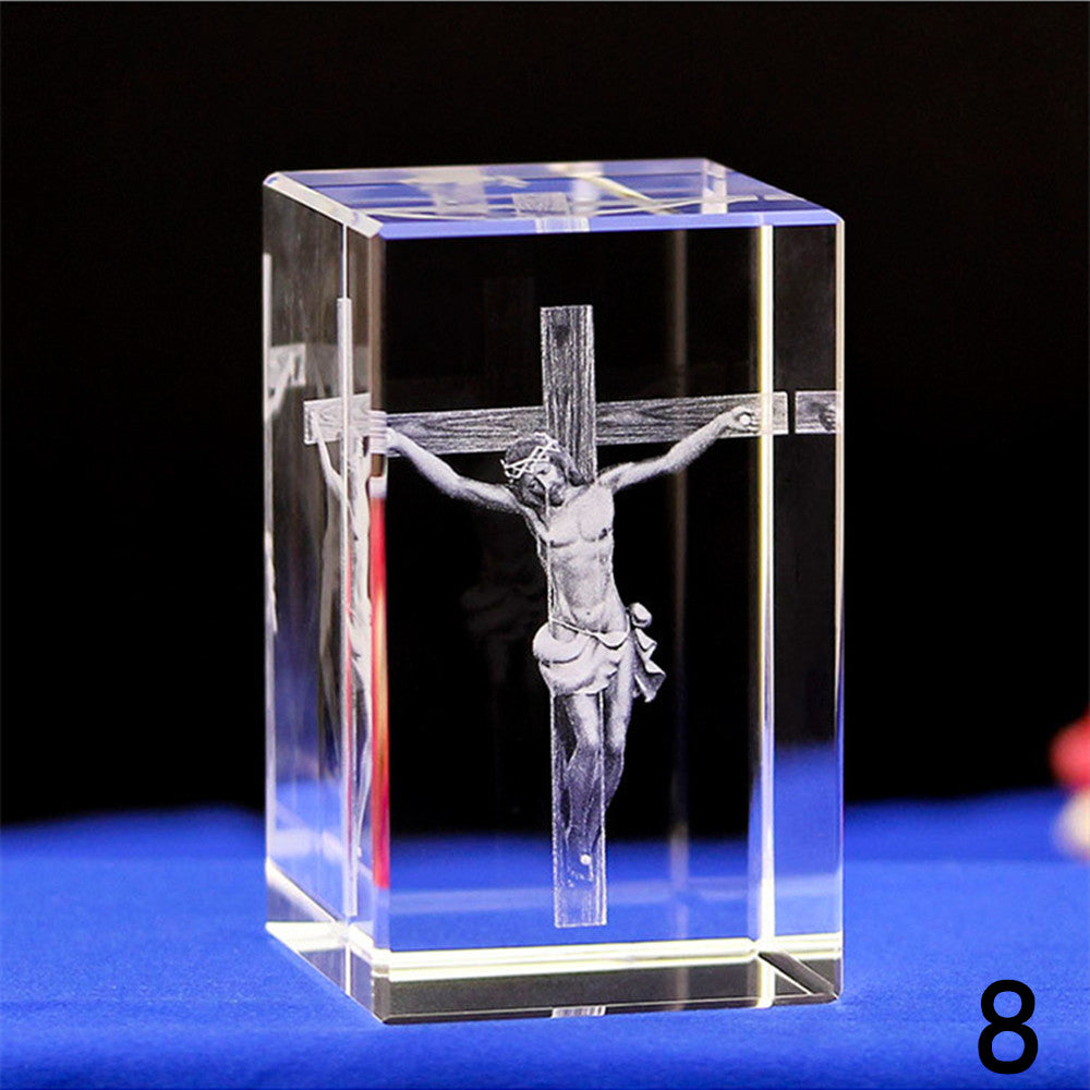 3D Crystal  Jesus Statues Laser Engraved Blessed Mother and Child Jesus Figurine Religous Gifts