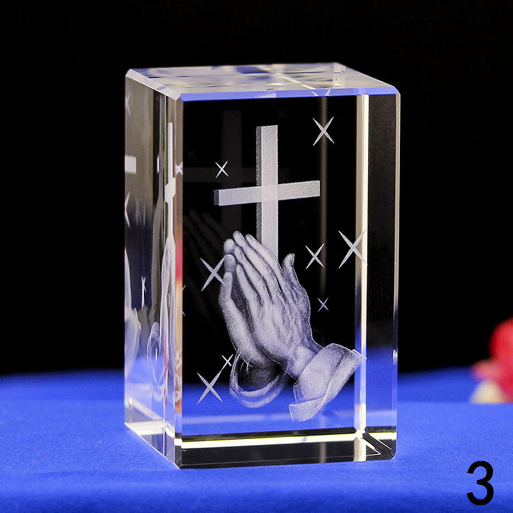 3D Crystal  Jesus Statues Laser Engraved Blessed Mother and Child Jesus Figurine Religous Gifts