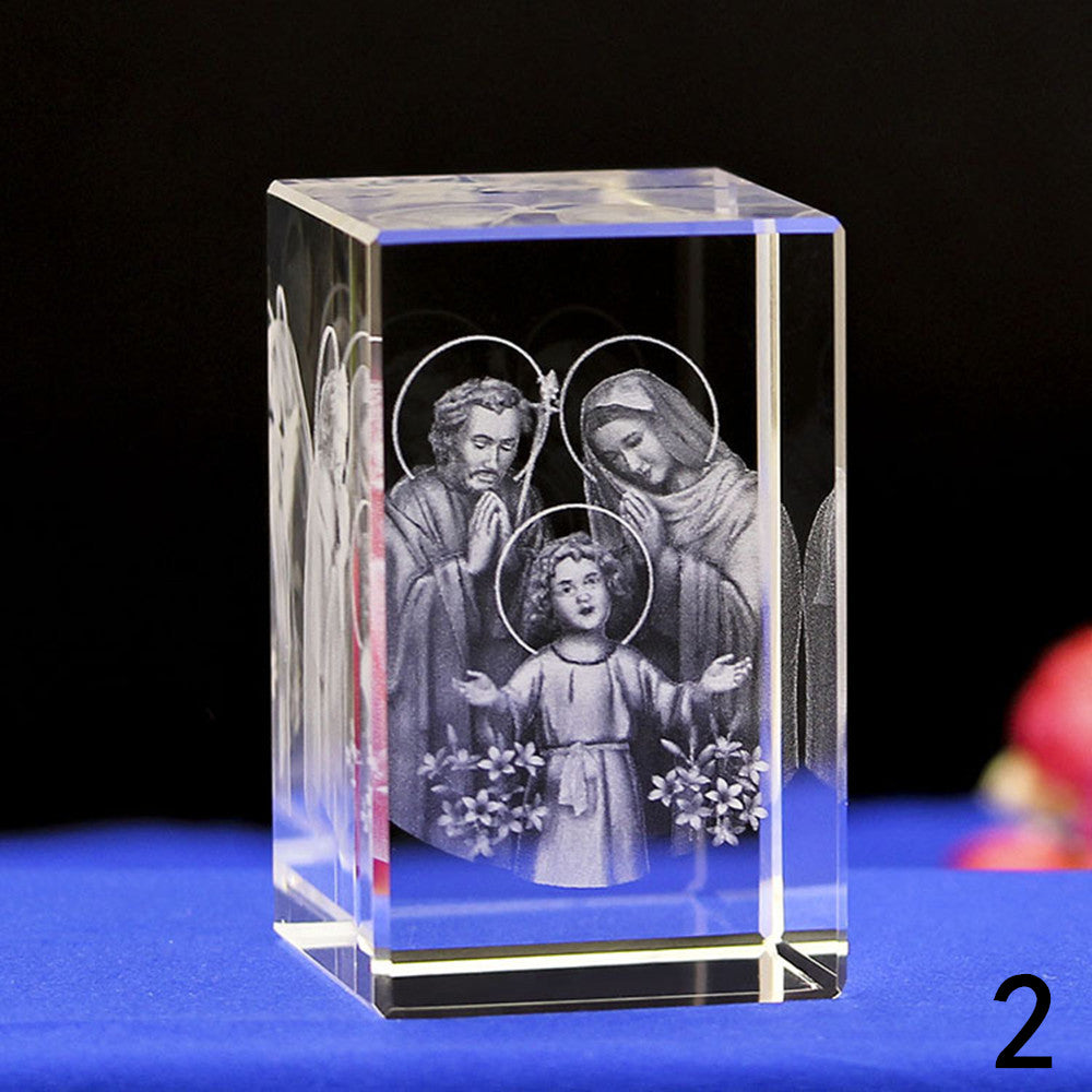 3D Crystal  Jesus Statues Laser Engraved Blessed Mother and Child Jesus Figurine Religous Gifts