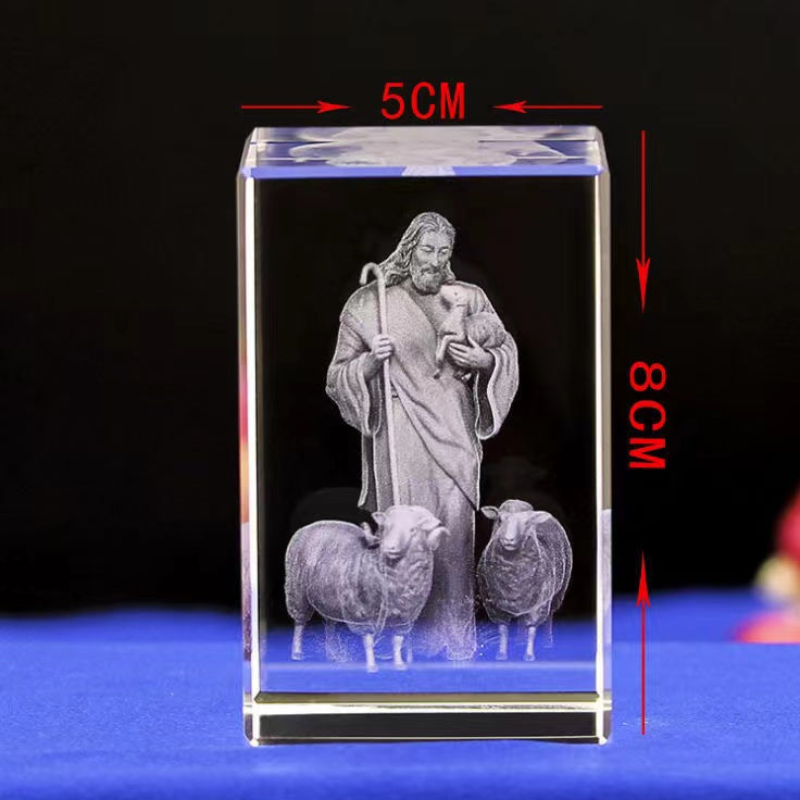 3D Crystal  Jesus Statues Laser Engraved Blessed Mother and Child Jesus Figurine Religous Gifts